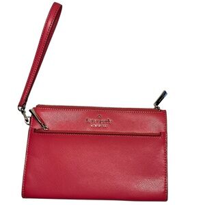 Kate Spade New York Staci Saffiano Leather Medium Wristlet Hibiscus Pink